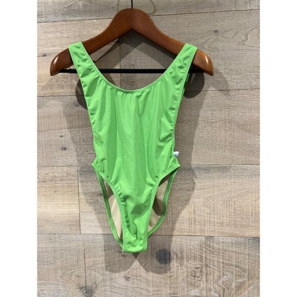 NWOT NORMA KAMALI Marissa One Piece in Gemini Green swimsuit size M - Picture 4 of 6